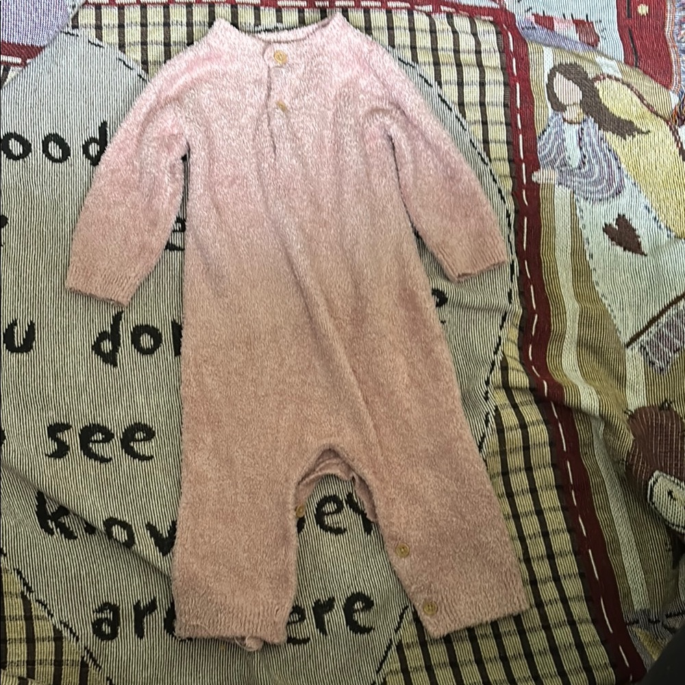 Cozy Pink Footie One Piece with Long Sleeves